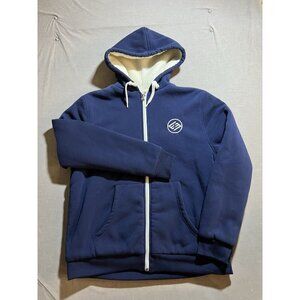 Vintage Enyce Sherpa Lined Heavy Jacket Hooded Mens Medium Blue Zip Long Sleeve.